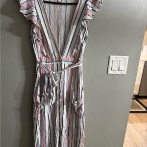 Chic Striped V-Neck Maxi Dress